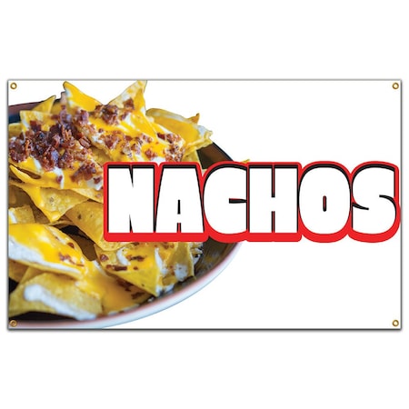 Signmission Nachos Banner Concession Stand Food Truck Single Sided B-Nachos19